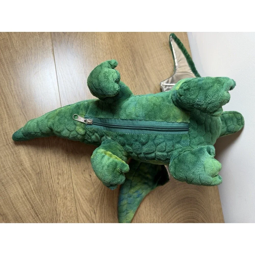 Green Dragon Plush Zip Belly Storage Mommy Flying Plush Green  19”